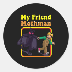 Mijn vriend Mothman Leuke Retro Cryptid Creatures Ronde Sticker