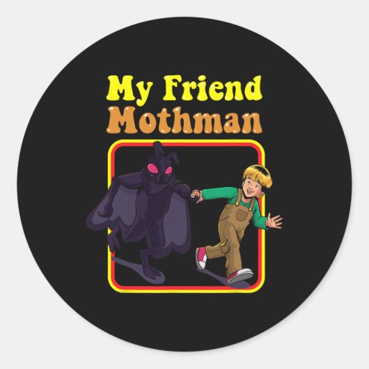 Mijn vriend Mothman Leuke Retro Cryptid Creatures  Ronde Sticker (Voorkant)