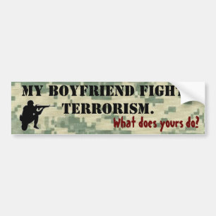 Mijn vriend vecht tegen terrorisme bumpersticker