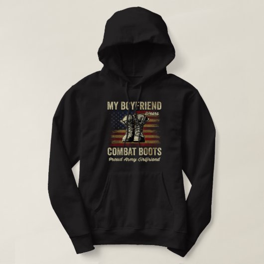 Mijn vriend Wears Combat Boots Proud Army Girlfri Hoodie (Design voorkant)