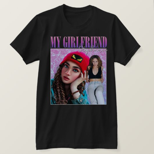 Mijn Vriendin 90s  Naam Foto Jubileum T-shirt (Design voorkant)