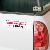 Mijn Vriendin is een Bumpersticker van Biker (Op Truck)