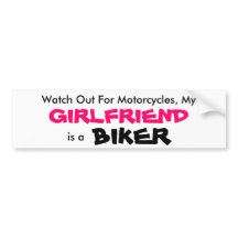 Mijn Vriendin is een Bumpersticker van Biker