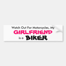 Mijn Vriendin is een Bumpersticker van Biker