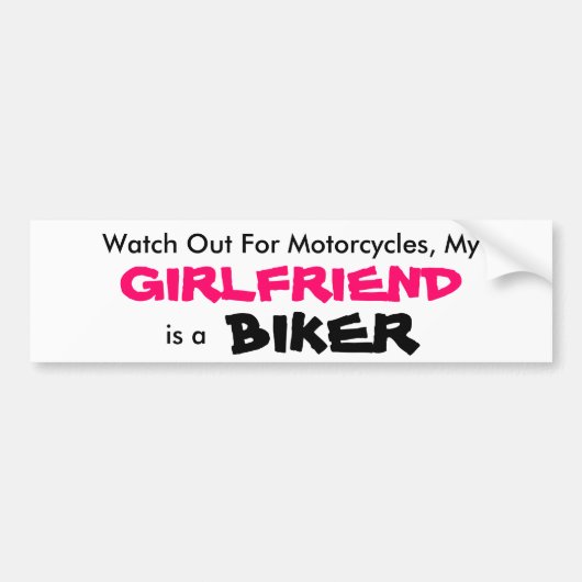Mijn Vriendin is een Bumpersticker van Biker (Voorkant)