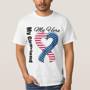 Mijn Vriendin Mijn Hero Patriotic USA Ribbon T-shirt