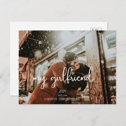 Mijn Vriendin Vrolijke Kerstwensen Foto Briefkaart (Voorkant / Achterkant)