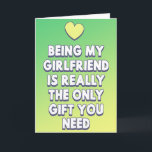 Mijn vriendin zijn is het enige cadeau dat je nodi kaart<br><div class="desc">Een grappige en gekke liefdeskaart om uw unieke liefde voor uw speciale gelegenheid te delen,  zoals Valentijnsdag,  jubileum of gewoon omdat u ze mist. Pas en / of personaliseer de berichten binnen voor een groter effect</div>
