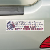 Mijn vrijheid, mijn geld en mijn Pistolen tandar Bumpersticker (Op auto)
