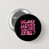 Mijn Vrolijke Leraar Era Retro Groovy Leraar Kerst Ronde Button 5,7 Cm (Voorkant /achterkant)
