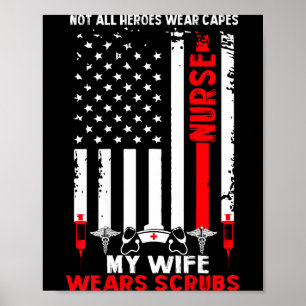Mijn vrouw draagt operatiekleding Amerikaanse vlag Poster