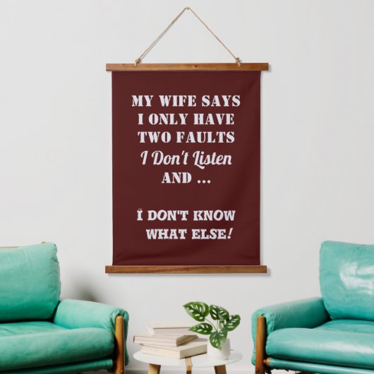 Mijn vrouw en mijn fouten hangend wandkleed (Woonkamer)