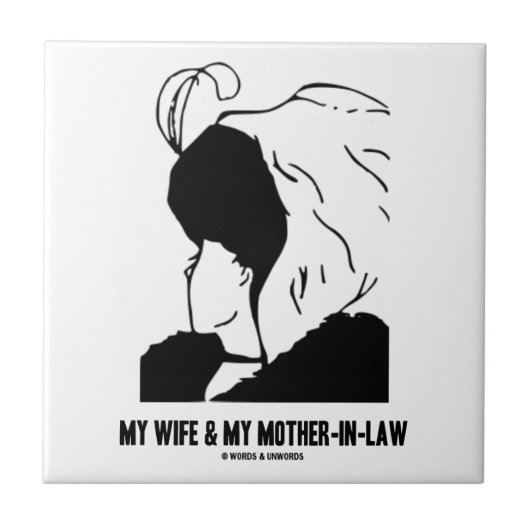 Mijn vrouw en mijn schoonmoeder (optische illusie) tegeltje (Voorkant)
