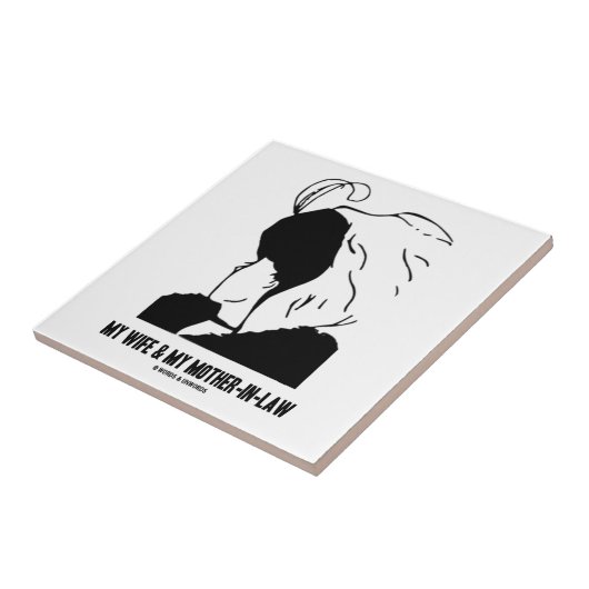 Mijn vrouw en mijn schoonmoeder (optische illusie) tegeltje (Zijkant)