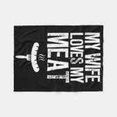 Mijn vrouw houdt van mijn vlees grappige grillen B Fleece Deken (Voorkant (Horizontaal))