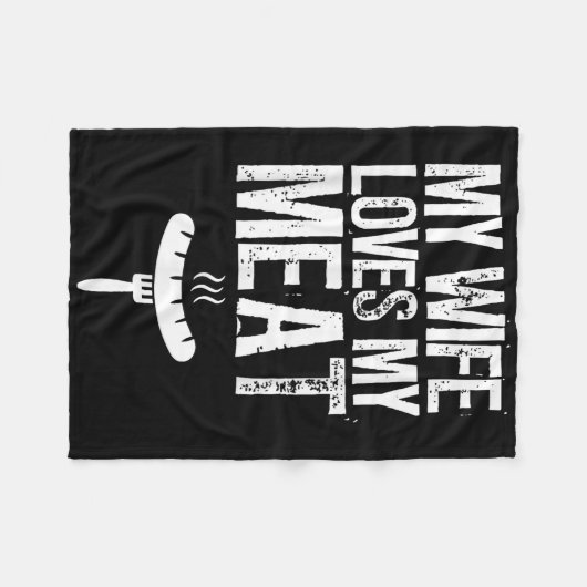 Mijn vrouw houdt van mijn vlees grappige grillen B Fleece Deken (Voorkant (Horizontaal))