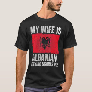 Mijn vrouw is Albanees print voor Husband Albanië T-shirt
