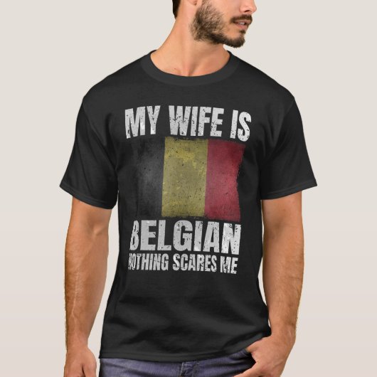 Mijn vrouw is Belgische print voor Husband Belgium T-shirt (Voorkant)