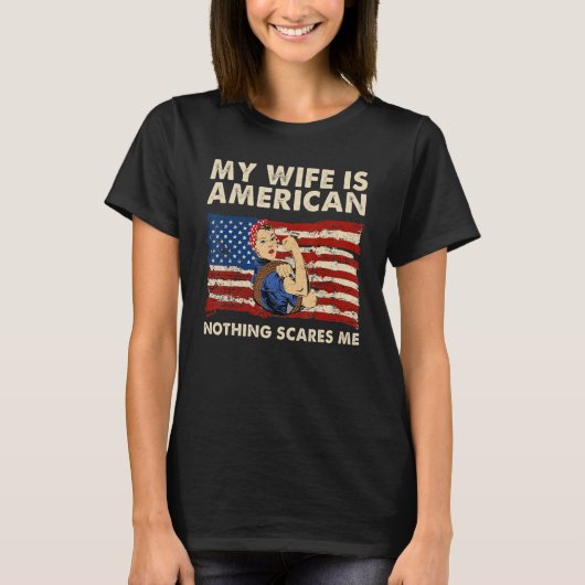 Mijn vrouw is de Amerikaanse trots op het erfgoed  T-shirt (Voorkant)