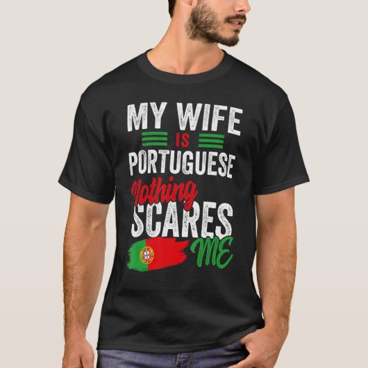 Mijn vrouw is de Portugese vlag voor het erfgoed v T-shirt (Voorkant)