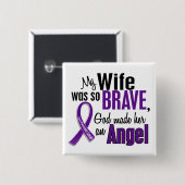 Mijn vrouw is een engel-pancreaskanker vierkante button 5,1 cm (Voorkant /achterkant)