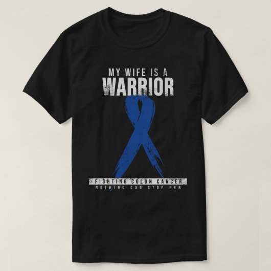 Mijn vrouw is een krijger - Colon Cancer Awareness T-shirt (Design voorkant)
