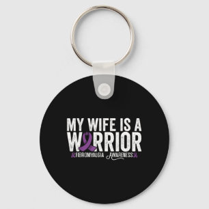 Mijn vrouw is een krijger Fibromyalgie bewustzijn Sleutelhanger