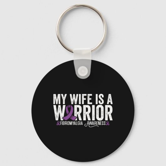 Mijn vrouw is een krijger Fibromyalgie bewustzijn Sleutelhanger (Voorkant)