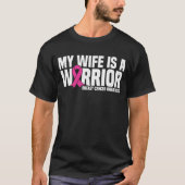 Mijn vrouw is een krijger roze lint borstkanker t-shirt (Voorkant)