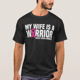 Mijn vrouw is een krijger roze lint borstkanker t-shirt