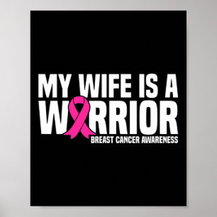 Mijn vrouw is een krijger roze lint borstkanker we poster