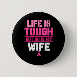 Mijn vrouw is een sterke overlevende van borstkank ronde button 5,7 cm