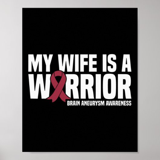 Mijn vrouw is een Warrior Brain Aneurysm Awareness Poster (Voorkant)
