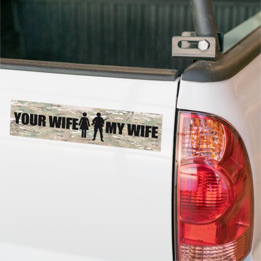 Mijn vrouw is in de MIlitary Bumpersticker (Op Truck)