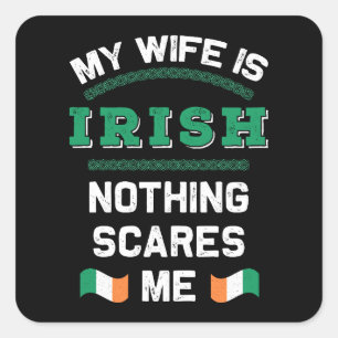 Mijn vrouw is Irish Eire Republic Ierland Roots Fl Vierkante Sticker