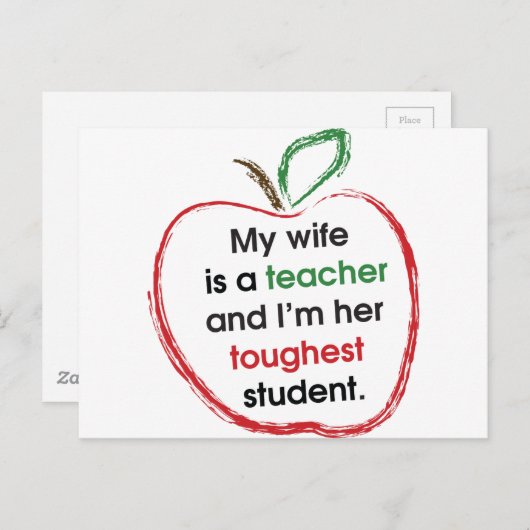 Mijn vrouw is leraar en ik ben haar moeilijkste st briefkaart (Voorkant / Achterkant)