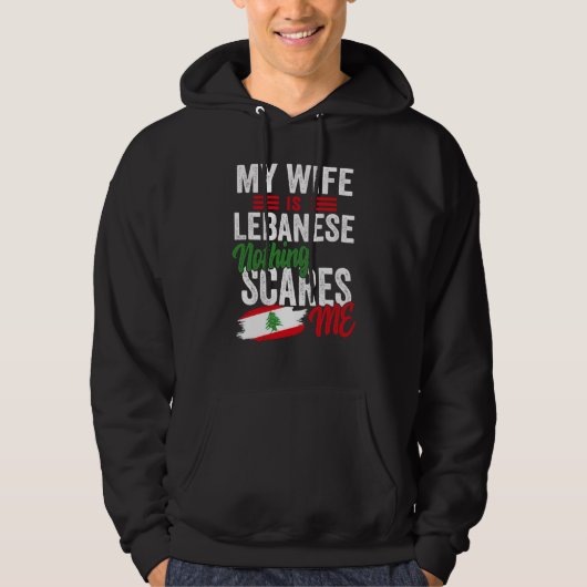 Mijn vrouw is Libanees Libanon Erfgoed Roots Vlag Hoodie (Voorkant)