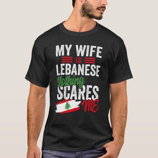 Mijn vrouw is Libanees Libanon Erfgoed Wortels Vla T-shirt (Voorkant)