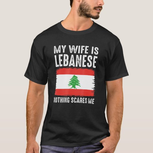 Mijn vrouw is Libanees, niets wat me van Husban ka T-shirt (Voorkant)