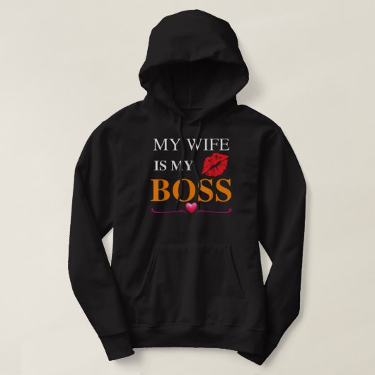 Mijn vrouw is Mijn baas... is een trouwdag... Hoodie (Design voorkant)