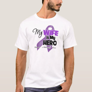 Mijn vrouw is Mijn Hero - Paars lint T-shirt