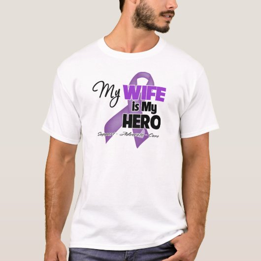 Mijn vrouw is Mijn Hero - Paars lint T-shirt (Voorkant)
