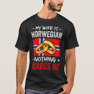 Mijn vrouw is Noors niets wat mij Noorwegen schaad T-shirt