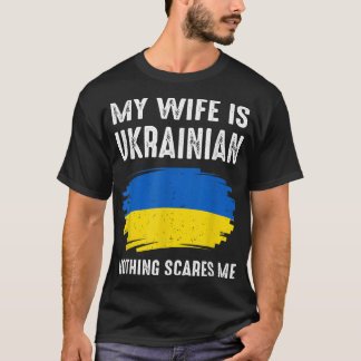 Mijn vrouw is Oekraïens Pride Flag Heritage R T-shirt