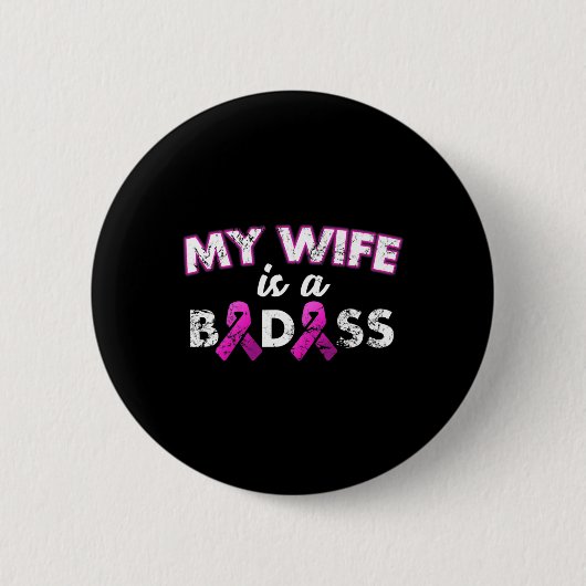 Mijn vrouw is zich bewust van borstkanker ronde button 5,7 cm (Voorkant)
