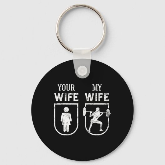 Mijn vrouw, je vrouw, weeshuis, grappenmaker sleutelhanger (Voorkant)