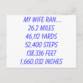 Mijn vrouw Ran 26,2 mijl Briefkaart