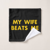 Mijn vrouw slaat me retro grappig bad handdoek (Wasdoekje)