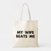 Mijn vrouw slaat me retro grappig tote bag (Achterkant)
