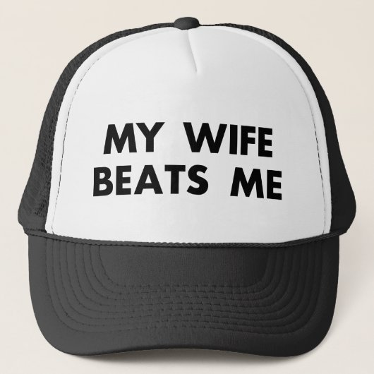 Mijn vrouw slaat me retro  grappig trucker pet (Voorkant)